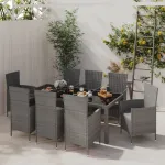 Set mobilier de grădină cu perne, 9 piese, gri, poliratan GartenMobel Dekor