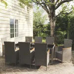 Set mobilier de grădină cu perne, 9 piese, gri, poliratan GartenMobel Dekor