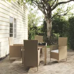 Set mobilier grădină cu perne, 5 piese, bej, poliratan GartenMobel Dekor