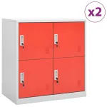 Dulapuri vestiar 2 buc. gri deschis și roșu 90x45x92,5 cm oțel GartenMobel Dekor