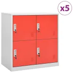 Dulapuri vestiar 5 buc. gri deschis și roșu 90x45x92,5 cm oțel GartenMobel Dekor