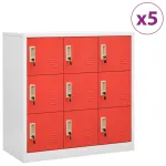 Dulapuri vestiar 5 buc. gri deschis și roșu 90x45x92,5 cm oțel GartenMobel Dekor