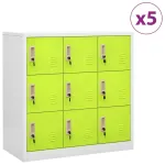 Dulapuri vestiar 5 buc. gri deschis și verde 90x45x92,5 cm oțel GartenMobel Dekor