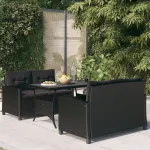 Set mobilier de grădină, 3 piese, perne negre, poliratan GartenMobel Dekor