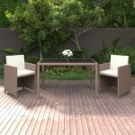 Set mobilier de grădină cu perne, 3 piese, bej, poliratan GartenMobel Dekor