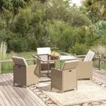 Set mobilier de grădină cu perne, 5 piese, bej, poliratan GartenMobel Dekor