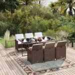 Set mobilier de grădină cu perne, 7 piese, maro, poliratan GartenMobel Dekor