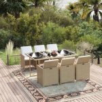 Set mobilier pentru grădină cu perne, 7 piese, bej, poliratan GartenMobel Dekor