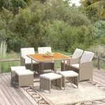 Set mobilier pentru grădină cu perne, 9 piese, bej, poliratan GartenMobel Dekor