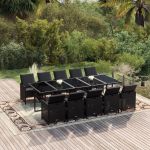 Set mobilier de exterior cu perne, 11 piese, negru, poliratan GartenMobel Dekor
