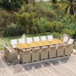 Set mobilier de exterior cu perne, 17 piese, bej, poliratan GartenMobel Dekor
