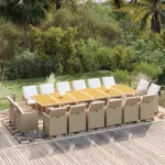 Set mobilier de exterior cu perne, 17 piese, bej, poliratan GartenMobel Dekor