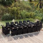 Set mobilier de exterior cu perne, 17 piese, negru, poliratan GartenMobel Dekor