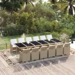 Set mobilier de grădină cu perne, 13 piese, bej, poliratan GartenMobel Dekor