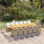 Set mobilier de grădină cu perne, 13 piese, bej, poliratan GartenMobel Dekor