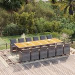 Set mobilier de grădină cu perne, 13 piese, gri, poliratan GartenMobel Dekor
