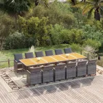 Set mobilier de grădină cu perne, 13 piese, gri, poliratan GartenMobel Dekor
