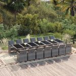 Set mobilier de grădină cu perne, 15 piese, gri, poliratan GartenMobel Dekor