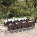 Set mobilier de grădină cu perne, 15 piese, maro, poliratan GartenMobel Dekor