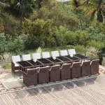 Set mobilier de grădină cu perne, 15 piese, maro, poliratan GartenMobel Dekor