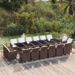 Set mobilier de grădină cu perne, 17 piese, negru, poliratan GartenMobel Dekor