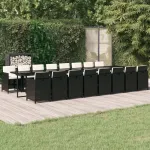 Set mobilier de grădină cu perne, 17 piese, negru, poliratan GartenMobel Dekor