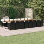 Set mobilier de grădină cu perne, 17 piese, negru, poliratan GartenMobel Dekor