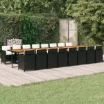 Set mobilier de grădină cu perne, 17 piese, negru, poliratan GartenMobel Dekor