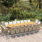 Set mobilier de grădină cu perne, 19 piese, bej, poliratan GartenMobel Dekor