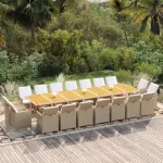 Set mobilier de grădină cu perne, 19 piese, bej, poliratan GartenMobel Dekor