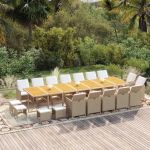 Set mobilier de grădină cu perne, 19 piese, bej, poliratan GartenMobel Dekor