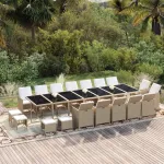 Set mobilier de grădină cu perne, 19 piese, bej, poliratan GartenMobel Dekor