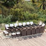 Set mobilier de grădină cu perne, 19 piese, maro, poliratan GartenMobel Dekor