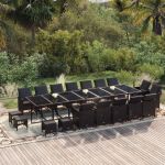Set mobilier de grădină cu perne, 19 piese, negru, poliratan GartenMobel Dekor