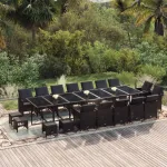 Set mobilier de grădină cu perne, 19 piese, negru, poliratan GartenMobel Dekor