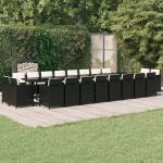 Set mobilier de grădină cu perne, 21 piese, negru, poliratan GartenMobel Dekor
