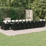 Set mobilier de grădină cu perne, 21 piese, negru, poliratan GartenMobel Dekor
