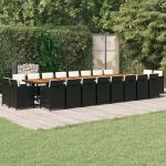 Set mobilier de grădină cu perne, 21 piese, negru, poliratan GartenMobel Dekor