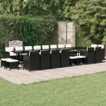 Set mobilier de grădină cu perne, 21 piese, negru, poliratan GartenMobel Dekor