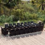 Set mobilier de grădină cu perne, 21 piese, negru, poliratan GartenMobel Dekor