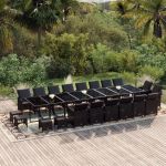 Set mobilier de grădină cu perne, 21 piese, negru, poliratan GartenMobel Dekor
