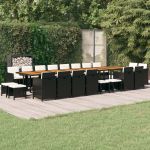 Set mobilier de grădină cu perne, 21 piese, negru, poliratan GartenMobel Dekor