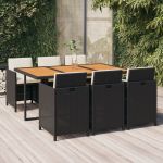 Set mobilier de grădină cu perne, 7 piese, negru, poliratan GartenMobel Dekor
