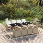 Set mobilier pentru grădină cu perne, 9 piese, bej, poliratan GartenMobel Dekor