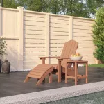 Scaun de grădină Adirondack cu masă și taburet, maro, HDPE GartenMobel Dekor