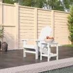 Scaun de grădină Adirondack cu masă, alb, HDPE GartenMobel Dekor