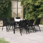 Set de servit masa pentru grădină, 7 piese, negru GartenMobel Dekor