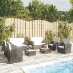 Set mobilier de grădină cu perne, 8 piese, negru, poliratan GartenMobel Dekor