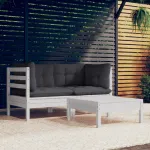Set mobilier grădină cu perne, antracit, 3 piese, lemn de pin GartenMobel Dekor