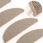 Covorașe pentru scări, 15 buc., 56x17x3 cm, maro, semirotunde GartenMobel Dekor